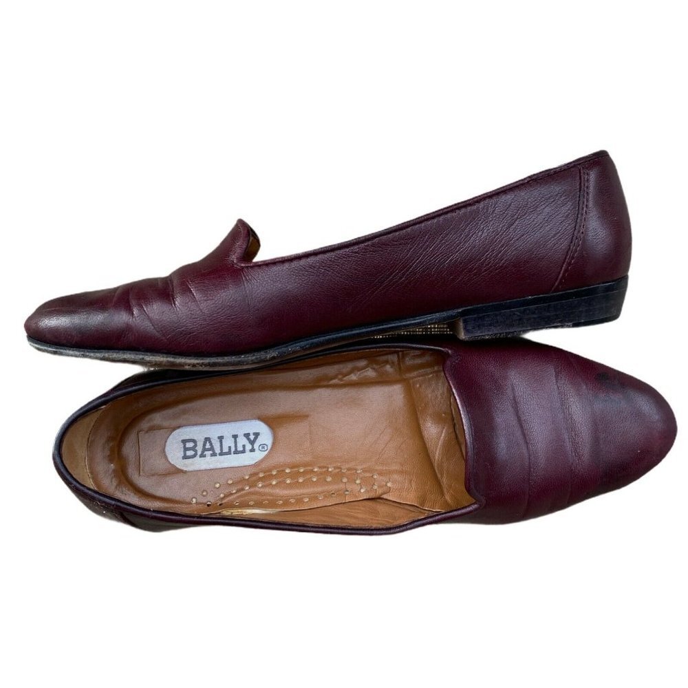 Bally Women Loafers Burgundy Red Flats Italy - Picture 4 of 7